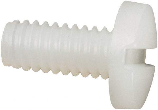 Made in USA - #8-32 UNC, 3/8" Length Under Head Slotted Drive Machine Screw - Binding Head, Grade 6/6 Nylon, Uncoated, Without Washer - Benchmark Tooling