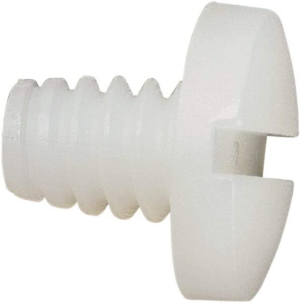 Made in USA - #10-24 UNC, 1/4" Length Under Head Slotted Drive Machine Screw - Binding Head, Grade 6/6 Nylon, Uncoated, Without Washer - Benchmark Tooling