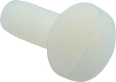 Made in USA - #10-32 UNF, 1/2" Length Under Head Slotted Drive Machine Screw - Binding Head, Grade 6/6 Nylon, Uncoated, Without Washer - Benchmark Tooling