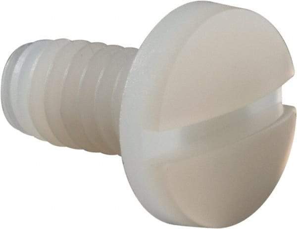 Made in USA - 1/4-20 UNC, 1/2" Length Under Head Slotted Drive Machine Screw - Binding Head, Grade 6/6 Nylon, Uncoated, Without Washer - Benchmark Tooling