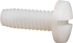 Made in USA - 1/4-20 UNC, 3/4" Length Under Head Slotted Drive Machine Screw - Binding Head, Grade 6/6 Nylon, Uncoated, Without Washer - Benchmark Tooling