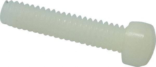 Made in USA - #8-32 UNC, 3/4" Length Under Head Slotted Drive Machine Screw - Fillister Head, Grade 6/6 Nylon, Uncoated, Without Washer - Benchmark Tooling