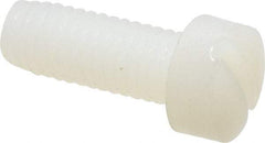 Made in USA - #10-32 UNF, 1/2" Length Under Head Slotted Drive Machine Screw - Fillister Head, Grade 6/6 Nylon, Uncoated, Without Washer - Benchmark Tooling
