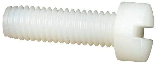 Made in USA - #10-32 UNF, 5/8" Length Under Head Slotted Drive Machine Screw - Fillister Head, Grade 6/6 Nylon, Uncoated, Without Washer - Benchmark Tooling