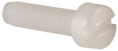 Made in USA - #10-32 UNF, 3/4" Length Under Head Slotted Drive Machine Screw - Fillister Head, Grade 6/6 Nylon, Uncoated, Without Washer - Benchmark Tooling