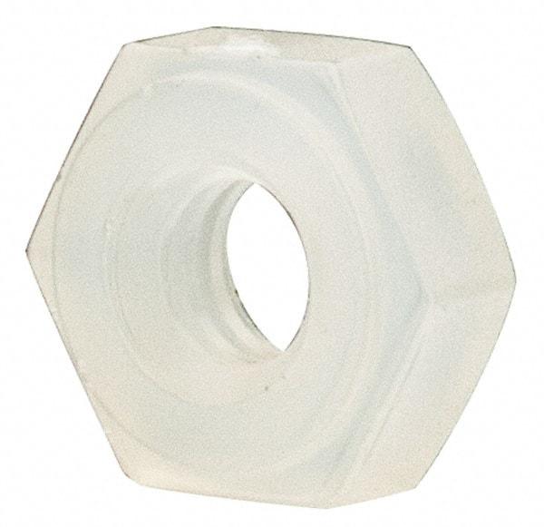 Made in USA - #2-56 UNC Nylon Right Hand Hex Nut - 4.57mm Across Flats, 1.78mm High, Uncoated - Benchmark Tooling