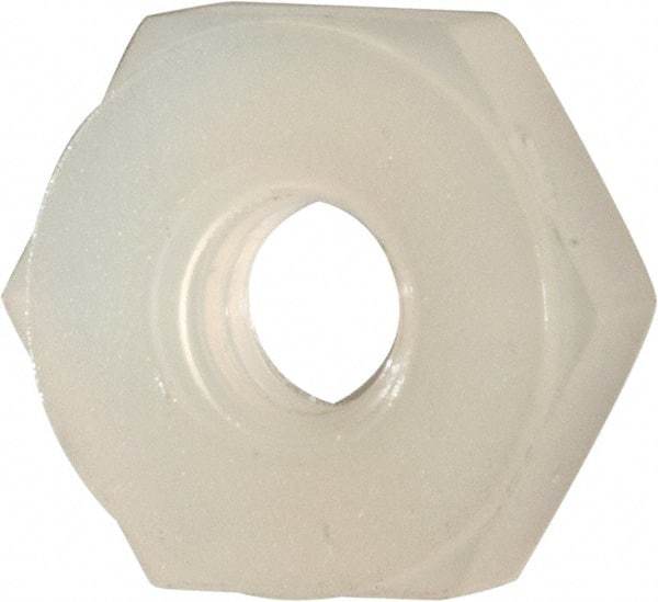 Made in USA - #4-40 UNC Nylon Right Hand Hex Nut - 1/4" Across Flats, 2.54mm High, Uncoated - Benchmark Tooling