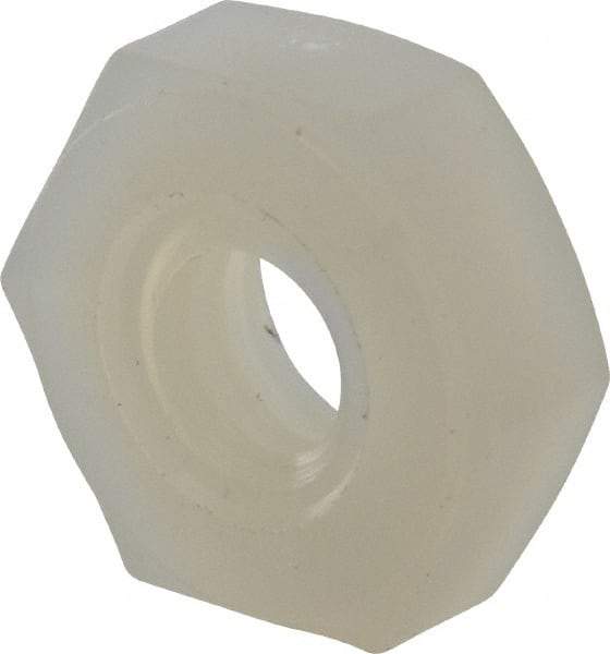 Made in USA - #8-32 UNC Nylon Right Hand Hex Nut - 8.51mm Across Flats, 3.3mm High, Uncoated - Benchmark Tooling