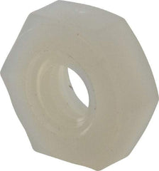 Made in USA - #8-32 UNC Nylon Right Hand Hex Nut - 8.51mm Across Flats, 3.3mm High, Uncoated - Benchmark Tooling