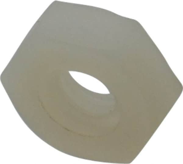 Made in USA - #10-24 UNC Nylon Right Hand Hex Nut - 9.27mm Across Flats, 3.43mm High, Uncoated - Benchmark Tooling