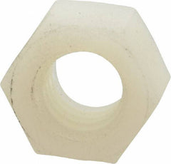 Made in USA - 3/8-16 UNC Nylon Right Hand Hex Nut - 14.22mm Across Flats, 8.38mm High, Uncoated - Benchmark Tooling