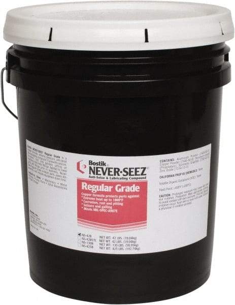 Bostik - 42 Lb Pail Extreme Pressure Anti-Seize Lubricant - Copper, -297 to 1,800°F, Silver Gray, Water Resistant - Benchmark Tooling