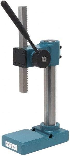 JT&M - 3/4" Ram, 2-3/4" Throat Depth, 1/2 Ton Manual Arbor Press - 8-5/16" Max Work Height x 6" Max Work Width, 13:1 Leverage Ratio, 4-1/16" Base Width x 7-1/16" Base Depth - Benchmark Tooling