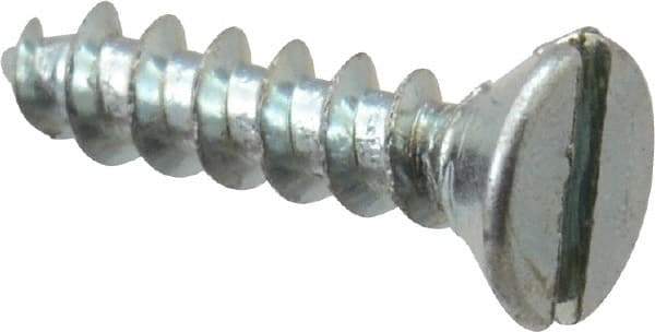Value Collection - #2, 3/8" OAL, Slotted Drive, Flat Head Wood Screw - Zinc Plated Steel, Grade 2 - Benchmark Tooling