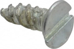 Value Collection - #4, 1/4" OAL, Slotted Drive, Flat Head Wood Screw - Zinc Plated Steel, Grade 2 - Benchmark Tooling