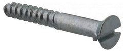 Value Collection - #4, 7/8" OAL, Slotted Drive, Flat Head Wood Screw - Zinc Plated Steel, Grade 2 - Benchmark Tooling