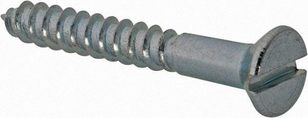 Value Collection - #5, 1" OAL, Slotted Drive, Flat Head Wood Screw - Zinc Plated Steel, Grade 2 - Benchmark Tooling