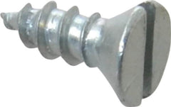 Value Collection - #6, 3/8" OAL, Slotted Drive, Flat Head Wood Screw - Zinc Plated Steel, Grade 2 - Benchmark Tooling