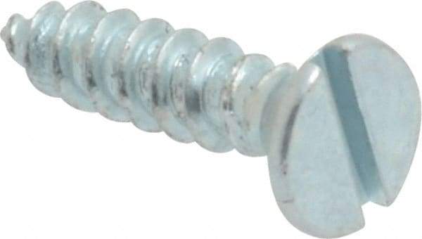 Value Collection - #6, 5/8" OAL, Slotted Drive, Flat Head Wood Screw - Zinc Plated Steel, Grade 2 - Benchmark Tooling