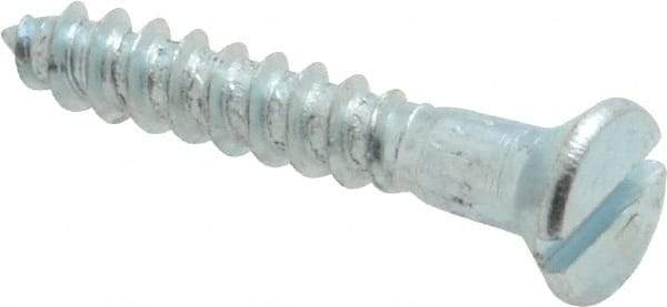 Value Collection - #6, 7/8" OAL, Slotted Drive, Flat Head Wood Screw - Zinc Plated Steel, Grade 2 - Benchmark Tooling