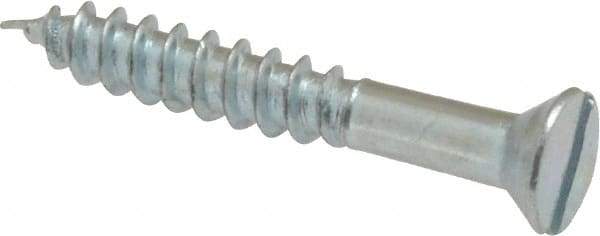 Value Collection - #6, 1" OAL, Slotted Drive, Flat Head Wood Screw - Zinc Plated Steel, Grade 2 - Benchmark Tooling