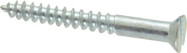 Value Collection - #6, 1-1/4" OAL, Slotted Drive, Flat Head Wood Screw - Zinc Plated Steel, Grade 2 - Benchmark Tooling