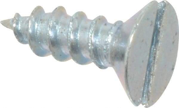 Value Collection - #8, 1/2" OAL, Slotted Drive, Flat Head Wood Screw - Zinc Plated Steel, Grade 2 - Benchmark Tooling