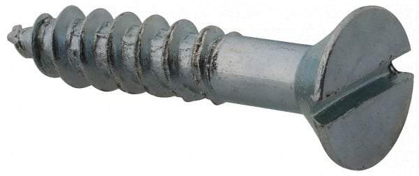 Value Collection - #8, 7/8" OAL, Slotted Drive, Flat Head Wood Screw - Zinc Plated Steel, Grade 2 - Benchmark Tooling