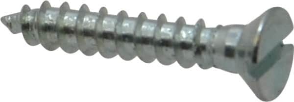 Value Collection - #8, 1" OAL, Slotted Drive, Flat Head Wood Screw - Zinc Plated Steel, Grade 2 - Benchmark Tooling