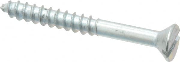 Value Collection - #8, 1-1/2" OAL, Slotted Drive, Flat Head Wood Screw - Zinc Plated Steel, Grade 2 - Benchmark Tooling
