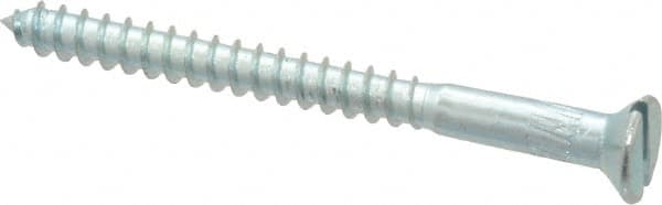 Value Collection - #8, 2" OAL, Slotted Drive, Flat Head Wood Screw - Zinc Plated Steel, Grade 2 - Benchmark Tooling