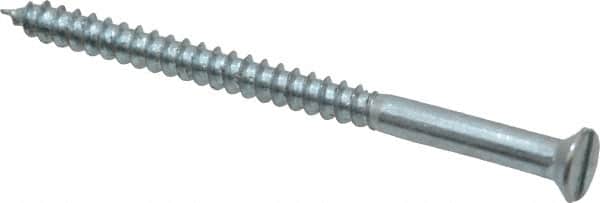 Value Collection - #8, 2-1/2" OAL, Slotted Drive, Flat Head Wood Screw - Zinc Plated Steel, Grade 2 - Benchmark Tooling