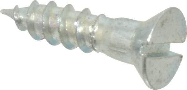 Value Collection - #9, 3/4" OAL, Slotted Drive, Flat Head Wood Screw - Zinc Plated Steel, Grade 2 - Benchmark Tooling
