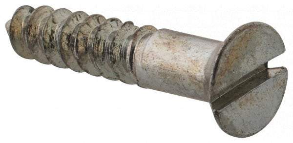 Value Collection - #9, 1" OAL, Slotted Drive, Flat Head Wood Screw - Zinc Plated Steel, Grade 2 - Benchmark Tooling