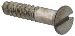 Value Collection - #9, 1" OAL, Slotted Drive, Flat Head Wood Screw - Zinc Plated Steel, Grade 2 - Benchmark Tooling