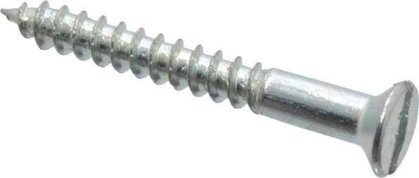 Value Collection - #9, 1-1/2" OAL, Slotted Drive, Flat Head Wood Screw - Zinc Plated Steel, Grade 2 - Benchmark Tooling