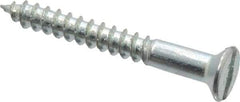Value Collection - #9, 1-1/2" OAL, Slotted Drive, Flat Head Wood Screw - Zinc Plated Steel, Grade 2 - Benchmark Tooling