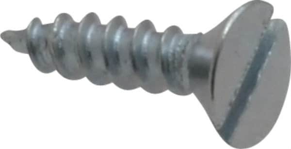 Value Collection - #10, 3/4" OAL, Slotted Drive, Flat Head Wood Screw - Zinc Plated Steel, Grade 2 - Benchmark Tooling