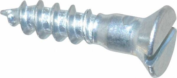 Value Collection - #10, 7/8" OAL, Slotted Drive, Flat Head Wood Screw - Zinc Plated Steel, Grade 2 - Benchmark Tooling