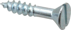 Value Collection - #10, 1" OAL, Slotted Drive, Flat Head Wood Screw - Zinc Plated Steel, Grade 2 - Benchmark Tooling