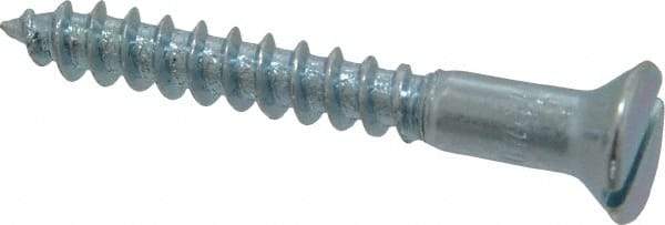 Value Collection - #10, 1-1/2" OAL, Slotted Drive, Flat Head Wood Screw - Zinc Plated Steel, Grade 2 - Benchmark Tooling