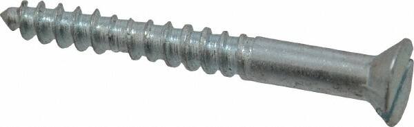 Value Collection - #10, 1-3/4" OAL, Slotted Drive, Flat Head Wood Screw - Zinc Plated Steel, Grade 2 - Benchmark Tooling