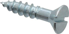 Value Collection - #12, 1" OAL, Slotted Drive, Flat Head Wood Screw - Zinc Plated Steel, Grade 2 - Benchmark Tooling