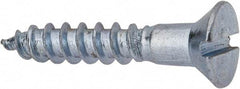 Value Collection - #12, 1-1/4" OAL, Slotted Drive, Flat Head Wood Screw - Zinc Plated Steel, Grade 2 - Benchmark Tooling