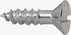 Value Collection - #14, 1" OAL, Slotted Drive, Flat Head Wood Screw - Zinc Plated Steel, Grade 2 - Benchmark Tooling