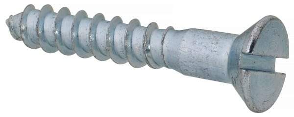 Value Collection - #14, 1-1/2" OAL, Slotted Drive, Flat Head Wood Screw - Zinc Plated Steel, Grade 2 - Benchmark Tooling