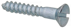 Value Collection - #14, 1-1/2" OAL, Slotted Drive, Flat Head Wood Screw - Zinc Plated Steel, Grade 2 - Benchmark Tooling