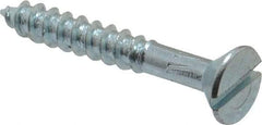 Value Collection - #14, 1-3/4" OAL, Slotted Drive, Flat Head Wood Screw - Zinc Plated Steel, Grade 2 - Benchmark Tooling