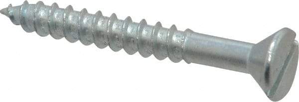 Value Collection - #14, 2" OAL, Slotted Drive, Flat Head Wood Screw - Zinc Plated Steel, Grade 2 - Benchmark Tooling