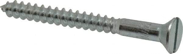 Value Collection - #14, 2-1/2" OAL, Slotted Drive, Flat Head Wood Screw - Zinc Plated Steel, Grade 2 - Benchmark Tooling